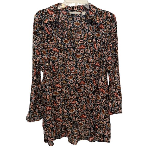 Womens Sunny Leigh Paisley Long Sleeve Shear Blouse - Size Large - Picture 1 of 8